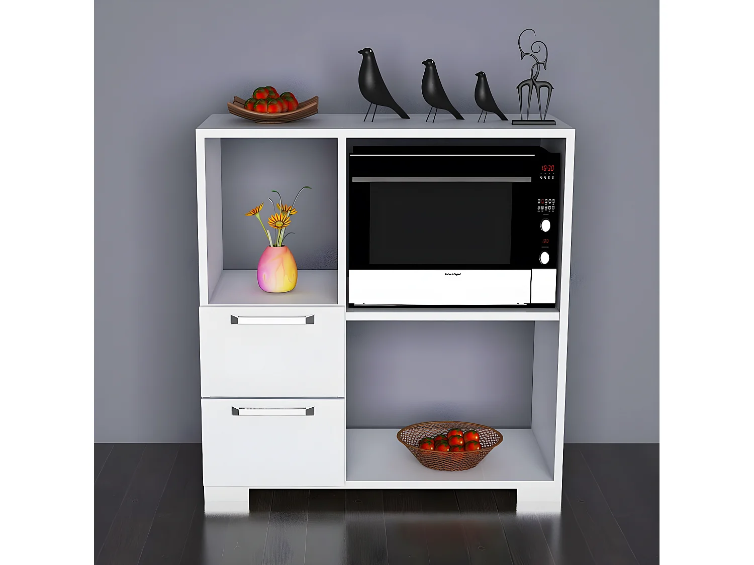 Meuble de cuisine, 100% aggloméré plaqué mélamine, couleur blanche 80x83x40