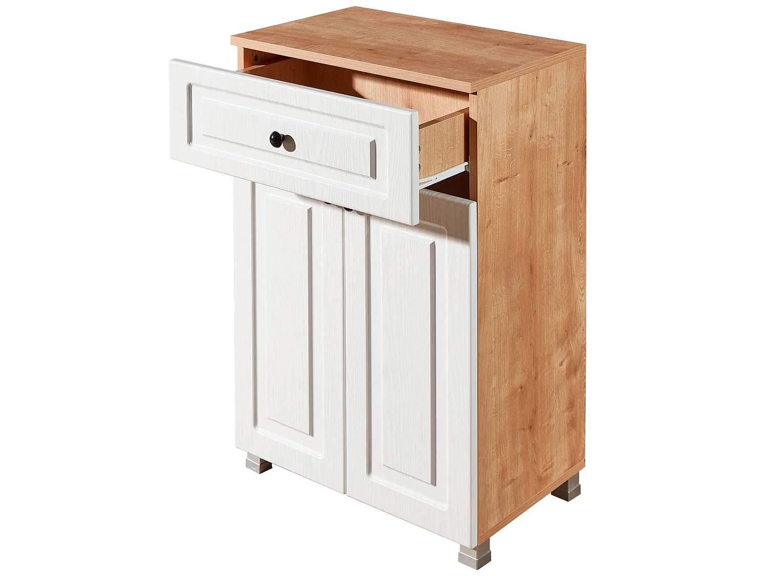 Meuble polyvalent, 100% aggloméré plaqué mélamine, couleur chêne safiro Noyer 60x89,5x39