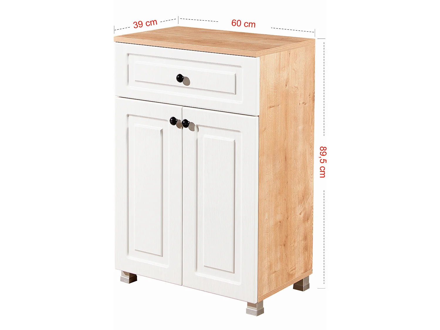 Meuble polyvalent, 100% aggloméré plaqué mélamine, couleur chêne safiro Noyer 60x89,5x39