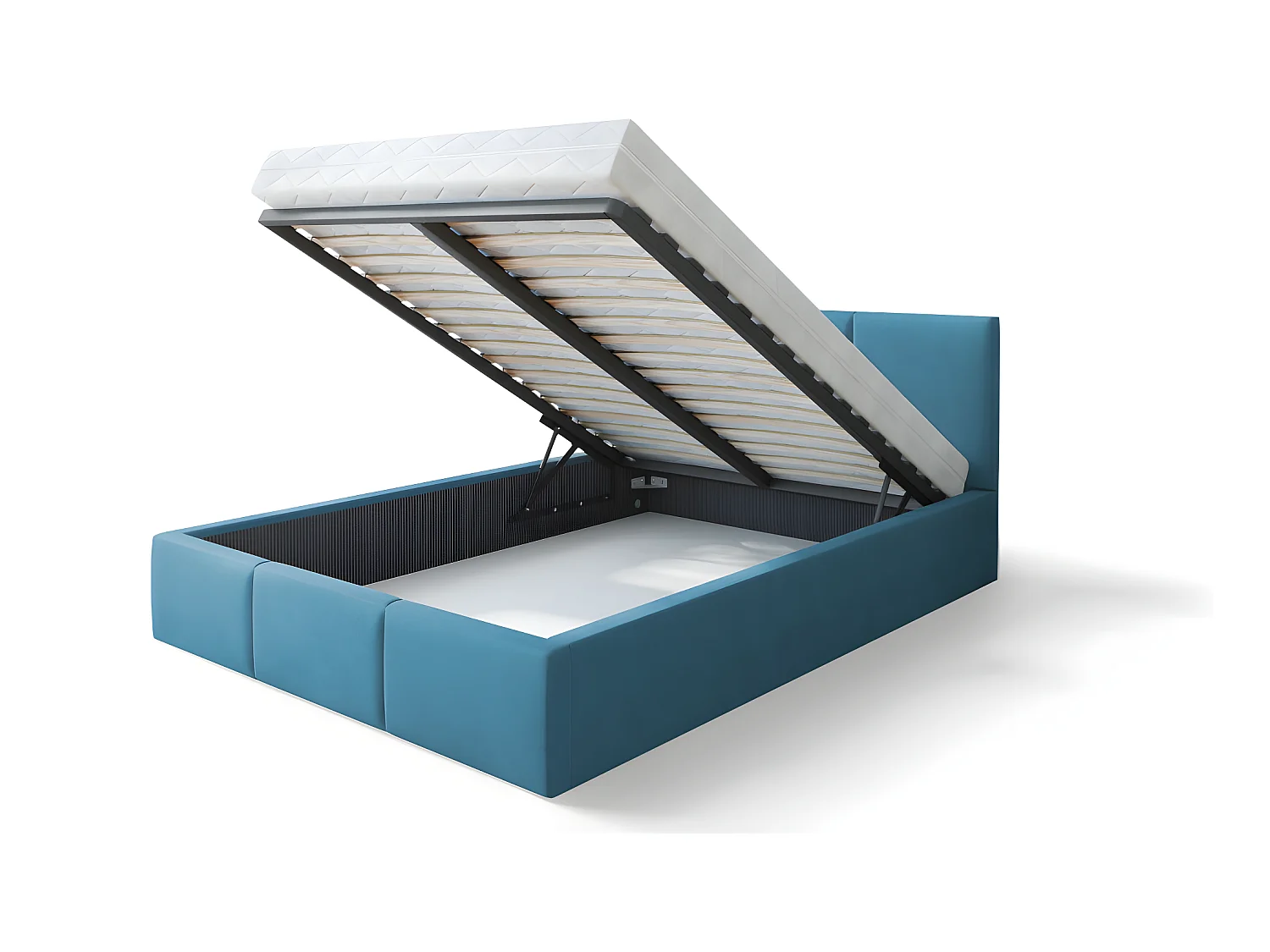 Lit coffre Tulum 140 x 190 cm avec sommier à lattes relevable Azur