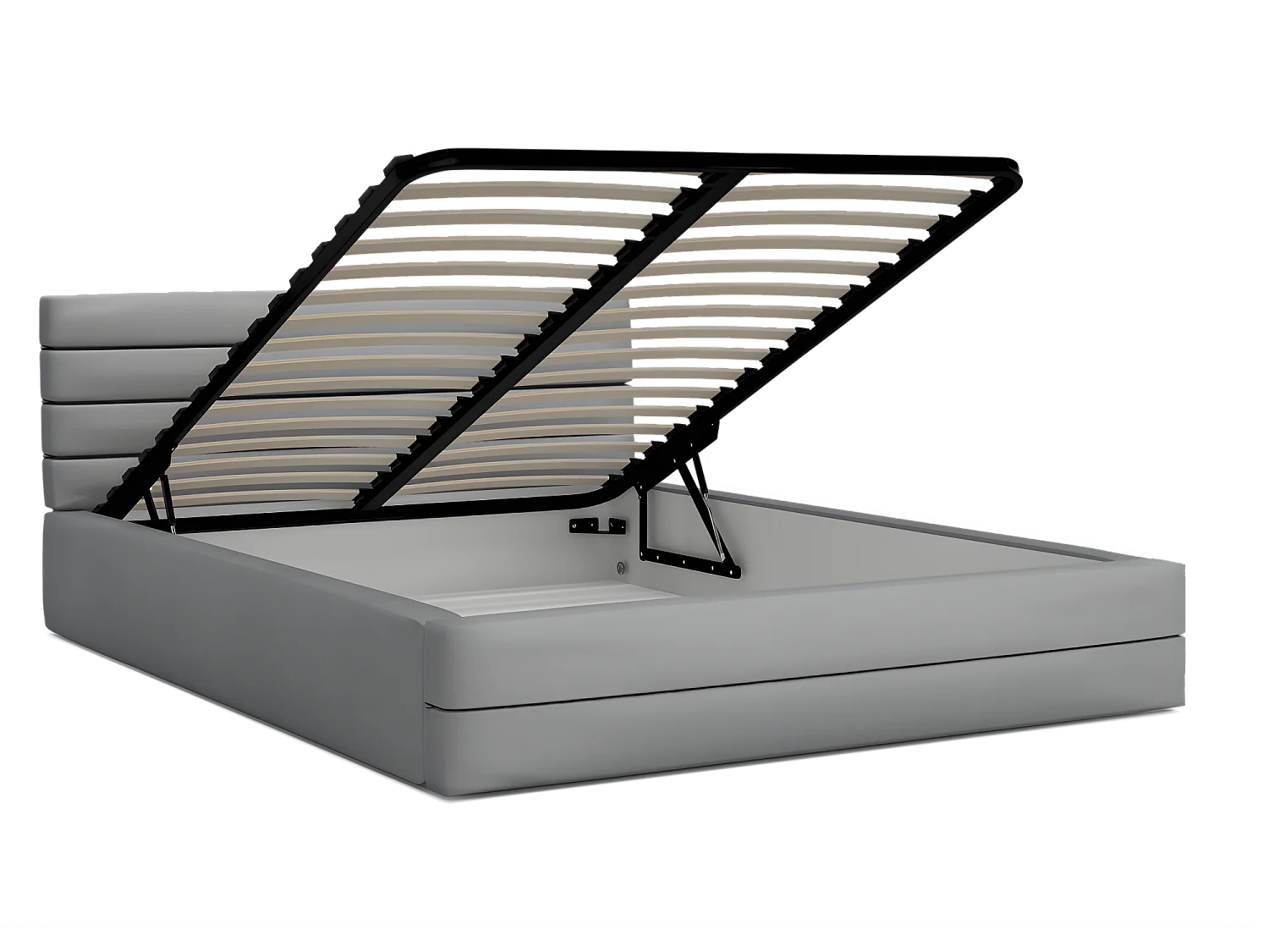 Lit coffre DALLAS 140 x 190 cm avec sommier à lattes relevable Gris Clair