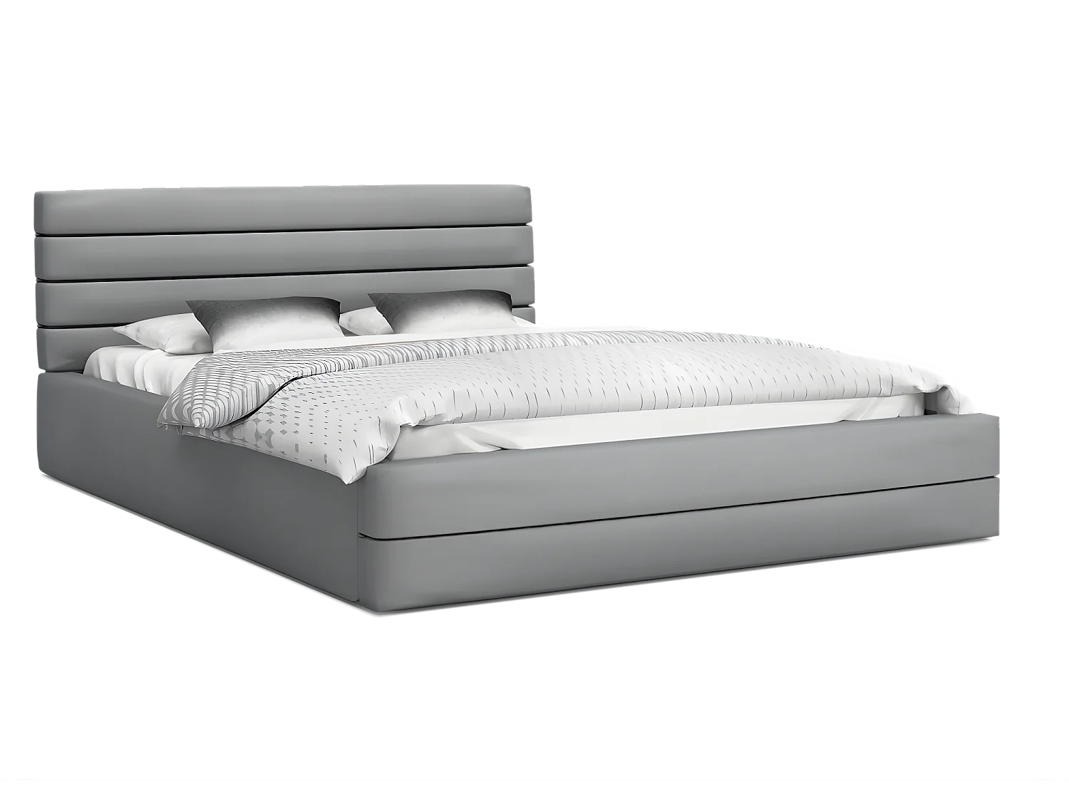 Lit coffre DALLAS 140 x 190 cm avec sommier à lattes relevable Gris Clair