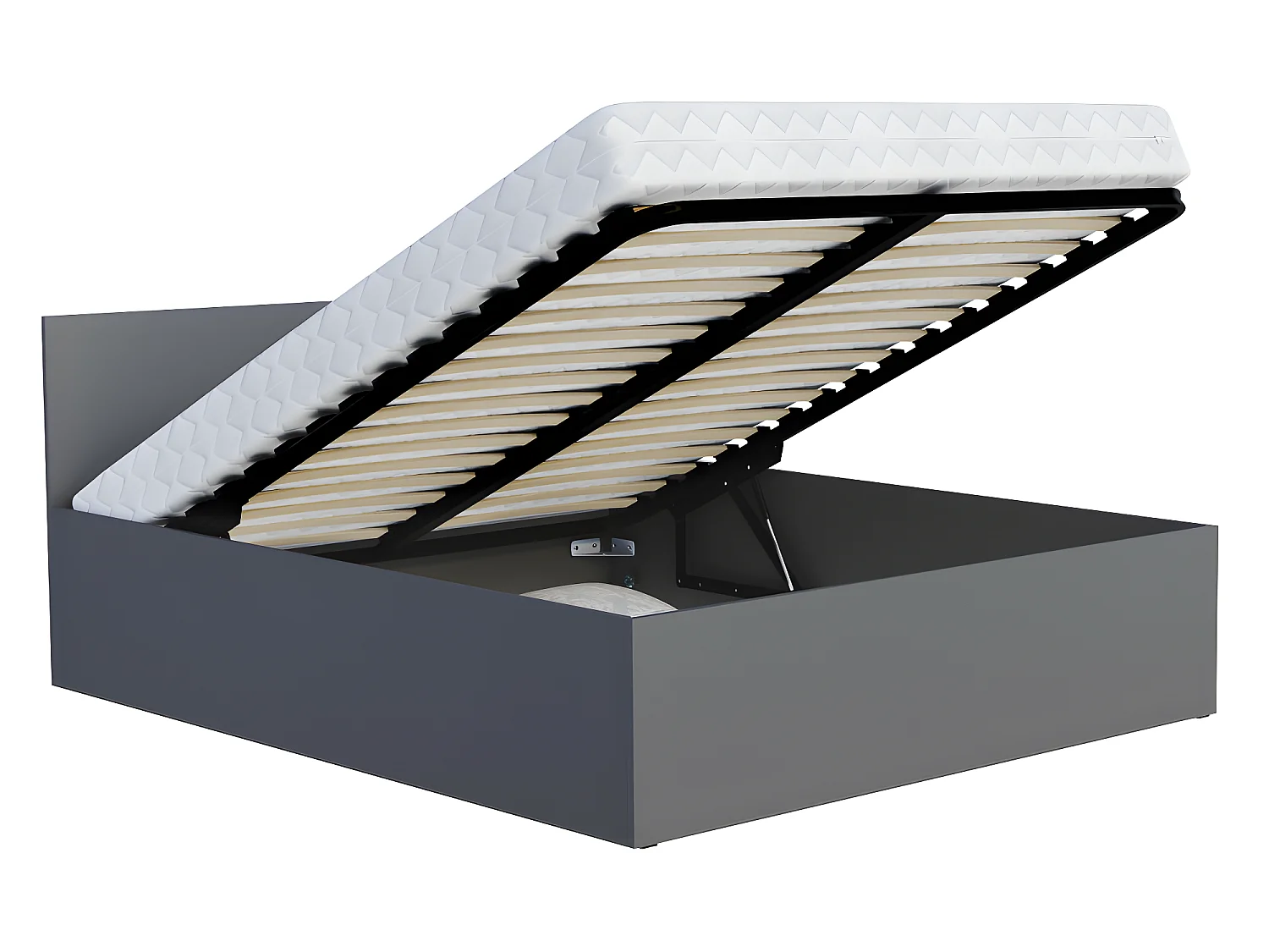 Lit coffre Paris 140 x 190 cm avec sommier à lattes relevable Gris