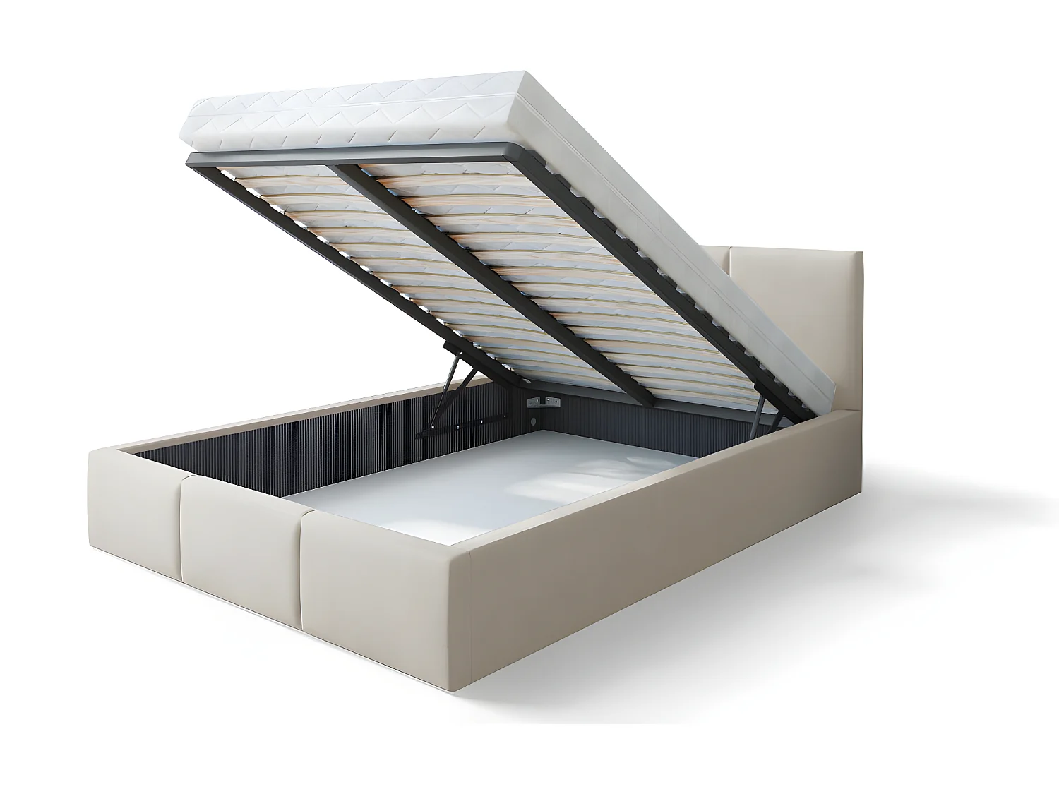 Lit coffre Tulum 140 x 190 cm avec sommier à lattes relevable Beige