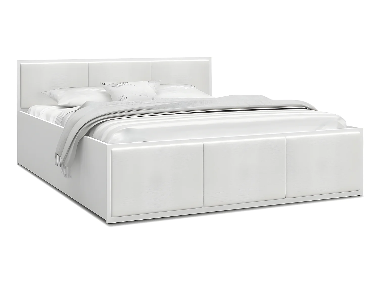 Lit coffre BARCELONA 140 x 190 cm avec sommier à lattes relevable Blanc