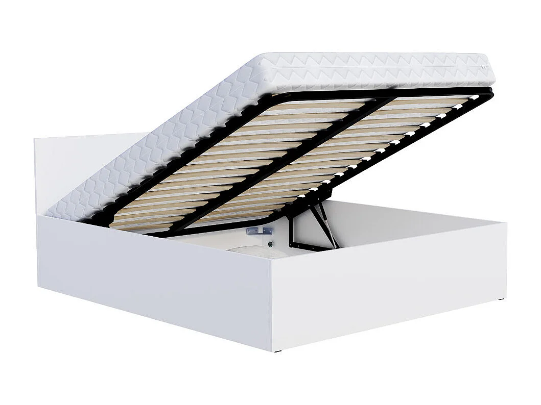 Lit coffre Paris 140 x 190 cm avec sommier à lattes relevable Blanc