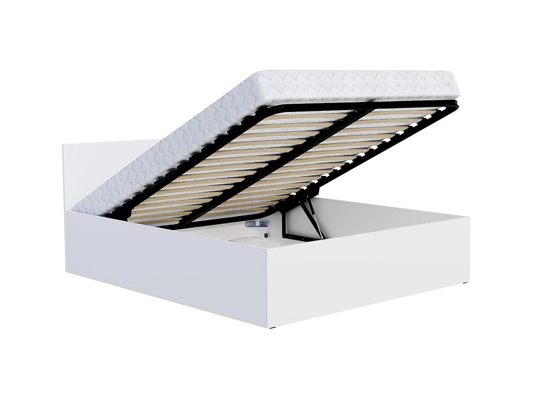 Lit coffre Paris 140 x 190 cm avec sommier à lattes relevable Blanc