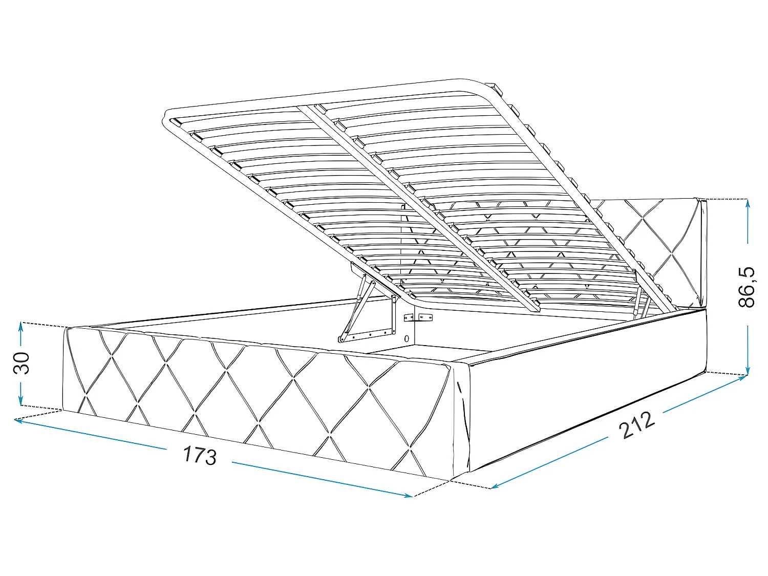 Lit coffre Oslo 160 x 200 cm  avec sommier à lattes relevable Beige