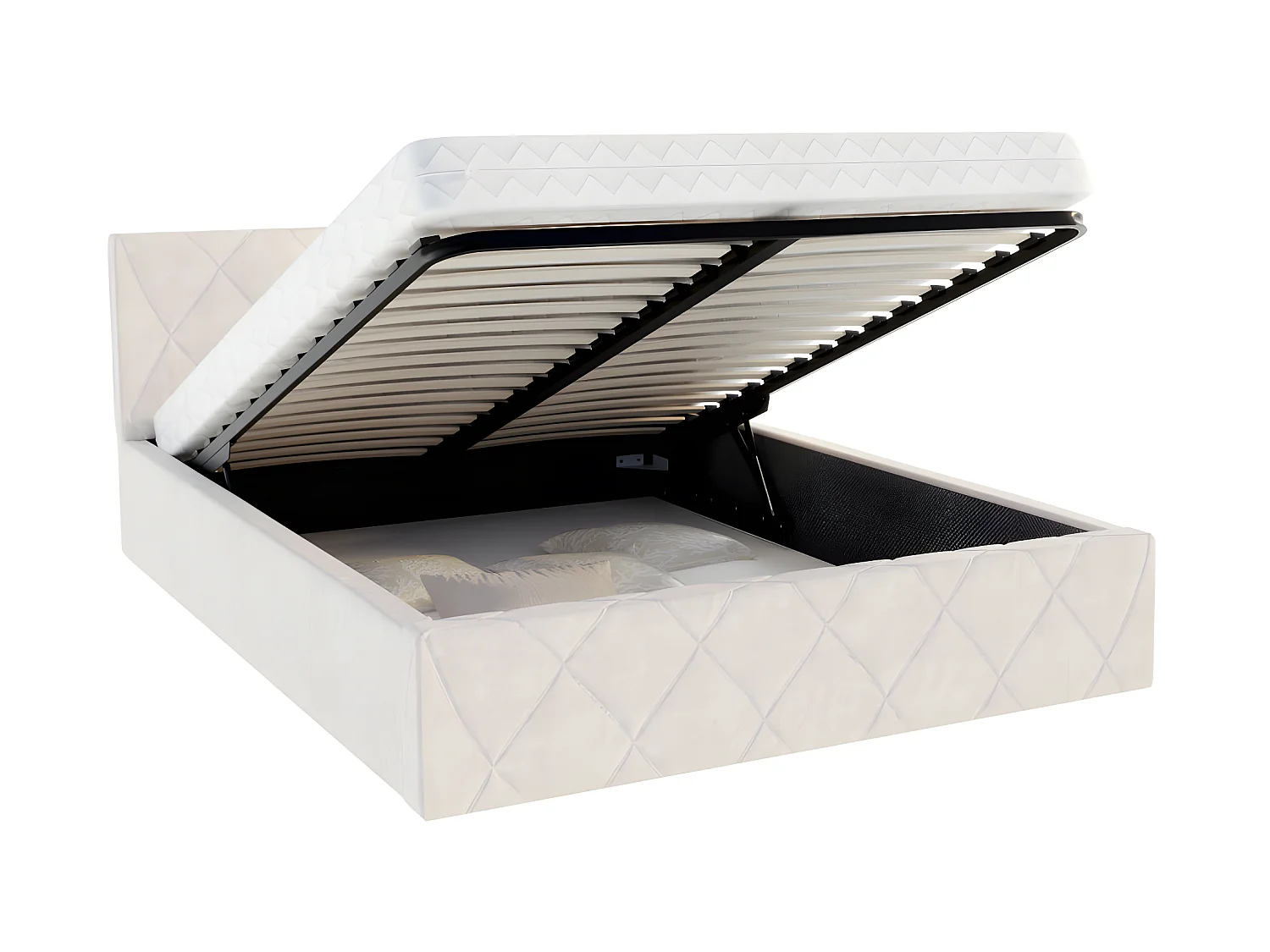 Lit coffre Oslo 160 x 200 cm  avec sommier à lattes relevable Beige