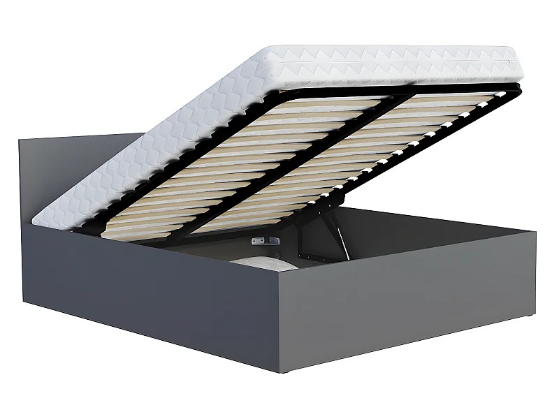 Lit coffre Paris 160 x 200 cm avec sommier à lattes relevable Gris