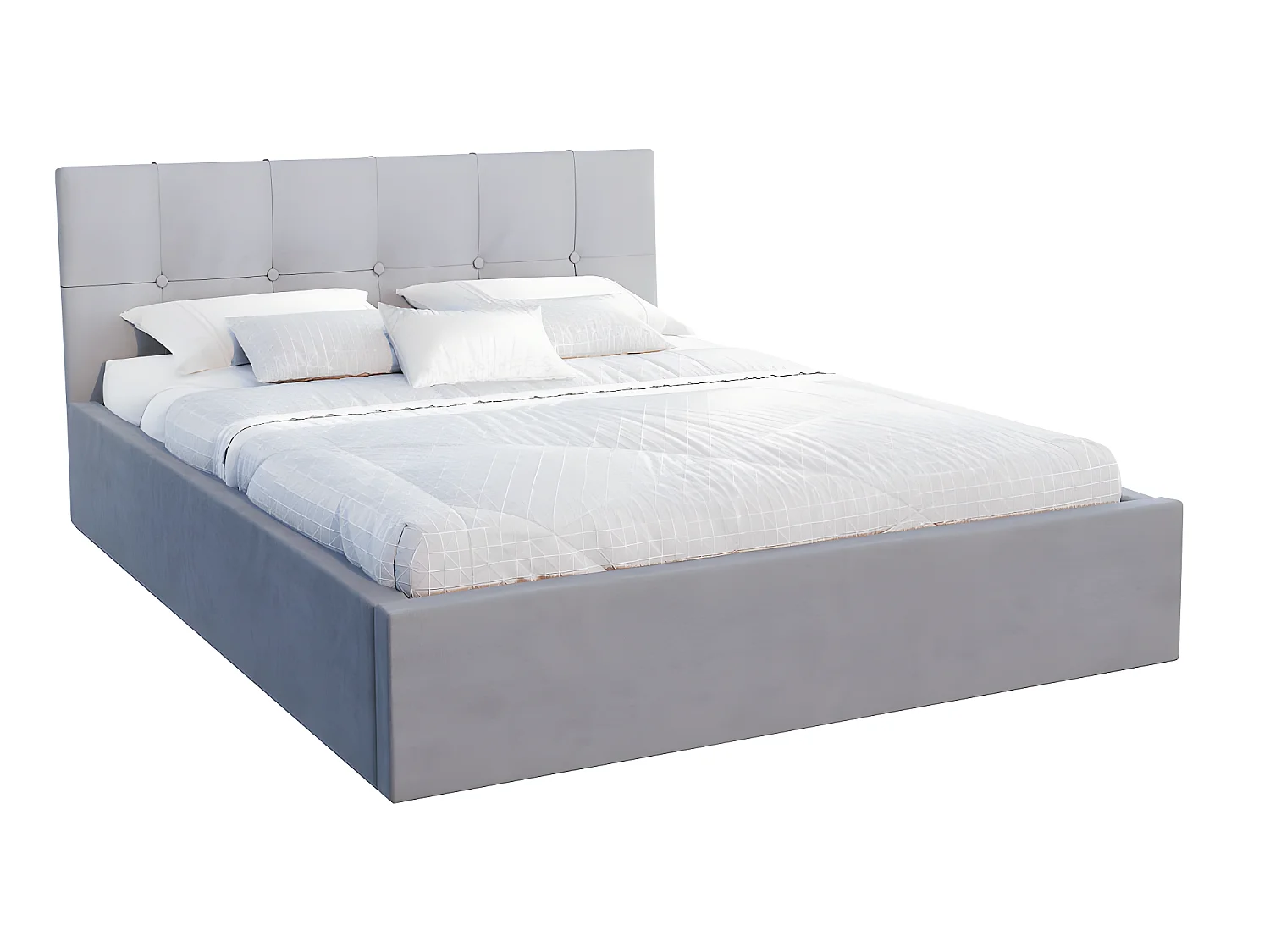 Lit coffre Vegas 160 x 200 cm avec sommier à lattes relevable Gris Clair