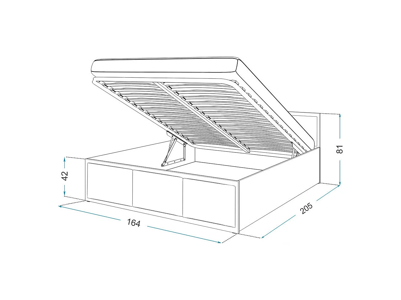 Lit coffre Barcelona 160 x 200 cm avec sommier à lattes relevable Blanc