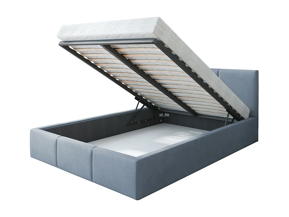 Lit coffre Tulum 140 x 190 cm avec sommier à lattes relevable Gris Clair