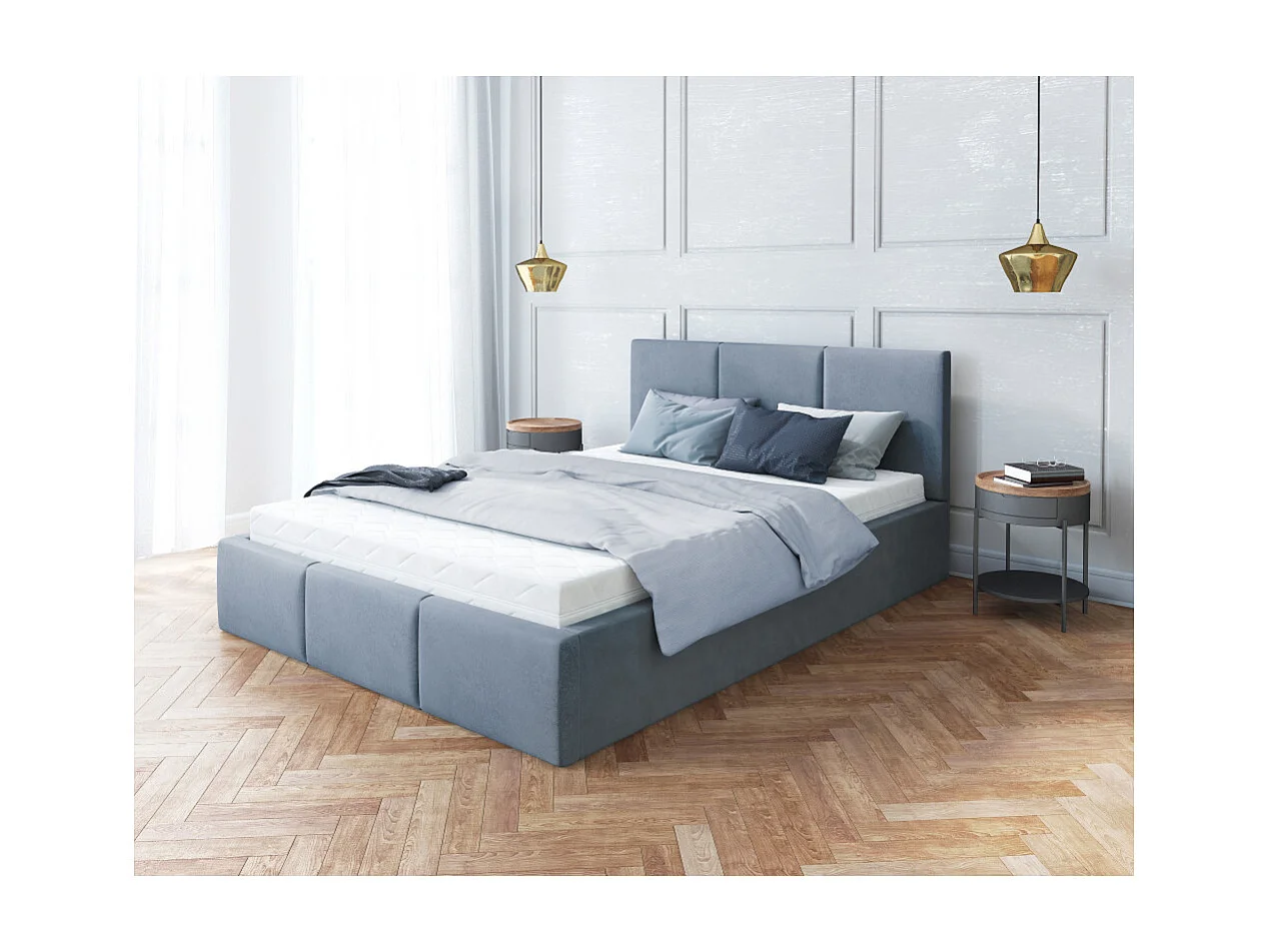 Lit coffre Tulum 140 x 190 cm avec sommier à lattes relevable Gris Clair