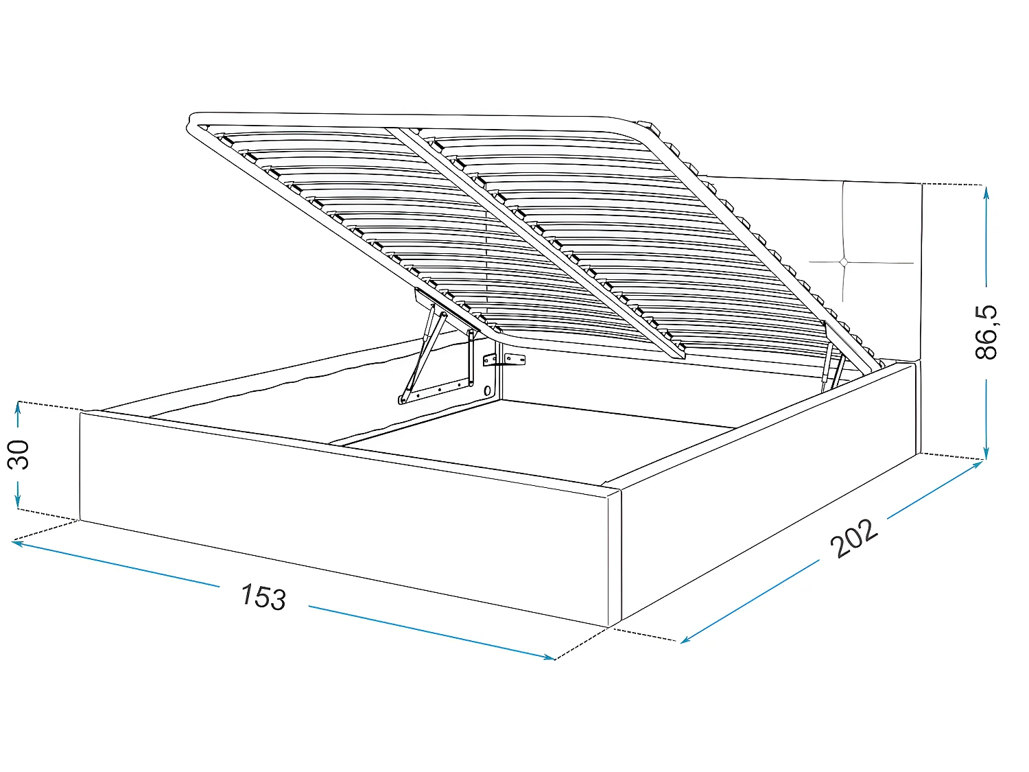 Lit coffre Vegas 140 x 190 cm  avec sommier à lattes relevable Beige