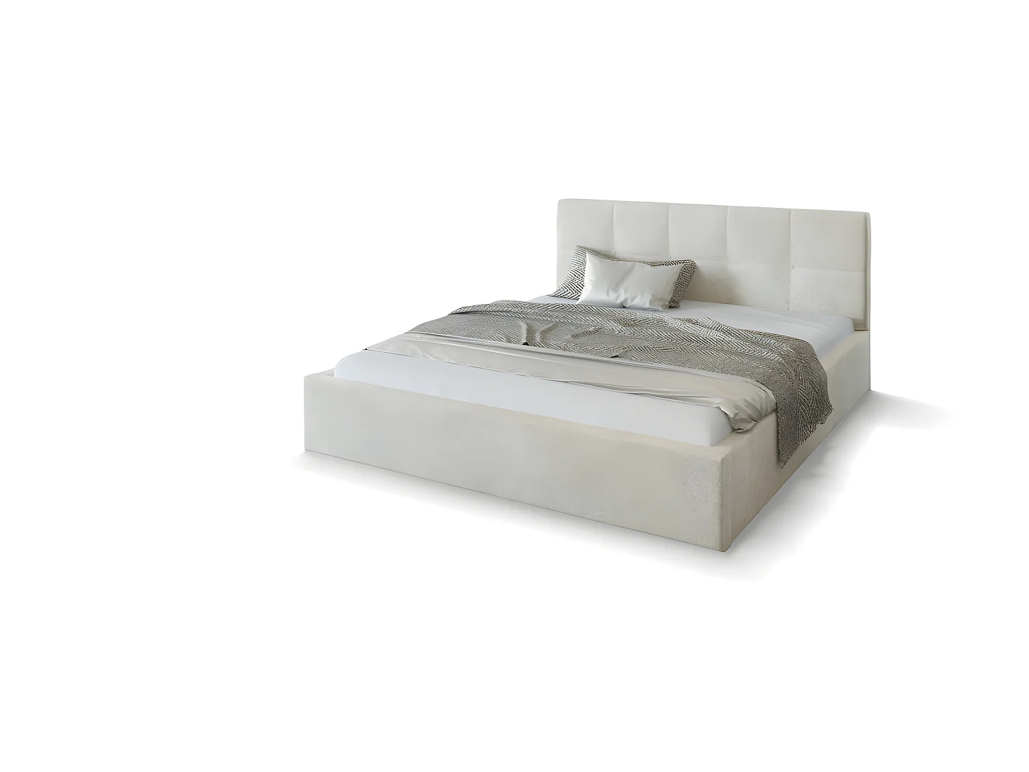 Lit coffre Vegas 140 x 190 cm  avec sommier à lattes relevable Beige