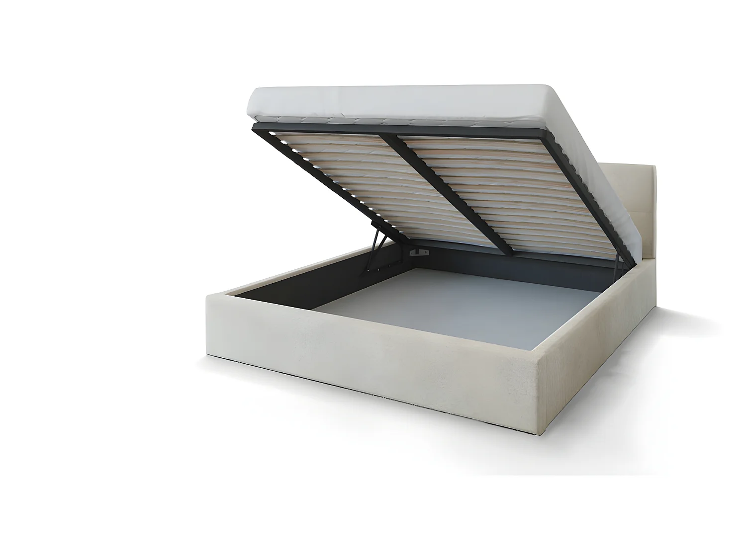 Lit coffre Vegas 140 x 190 cm  avec sommier à lattes relevable Beige