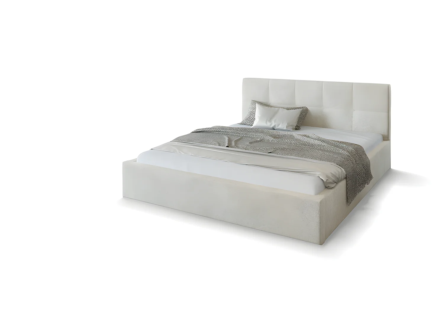 Lit coffre Vegas 140 x 190 cm  avec sommier à lattes relevable Beige