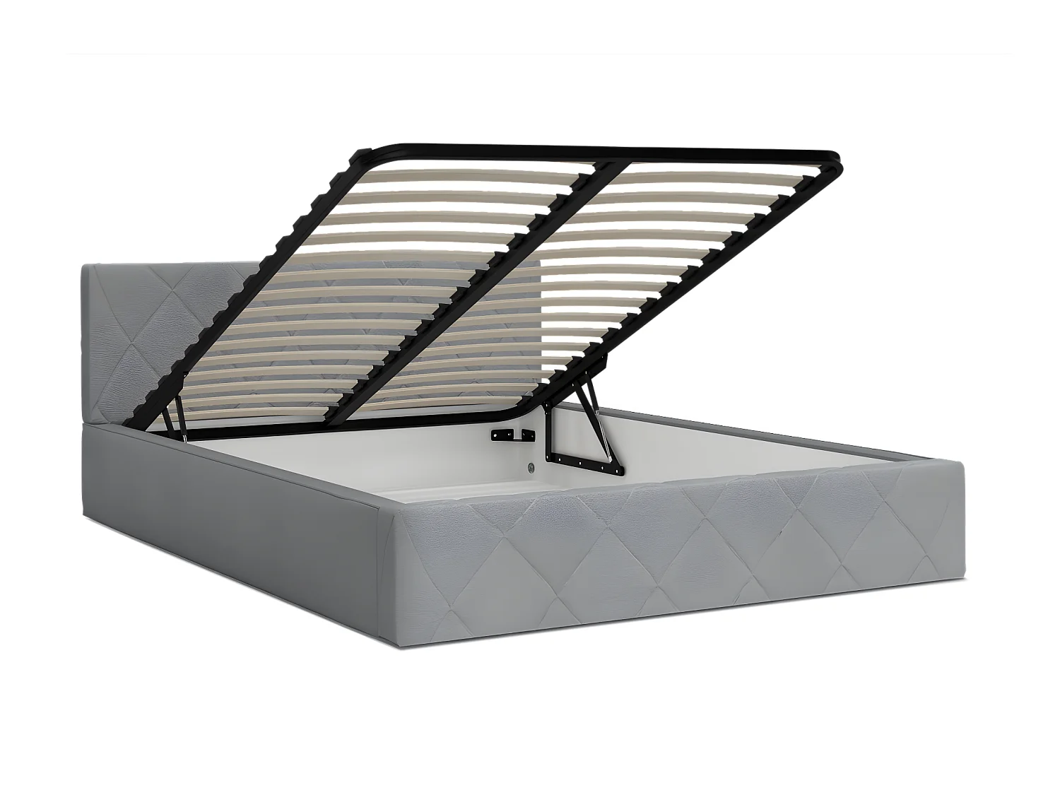 Lit coffre Oslo 140 x 190 cm  avec sommier à lattes relevable Gris Clair