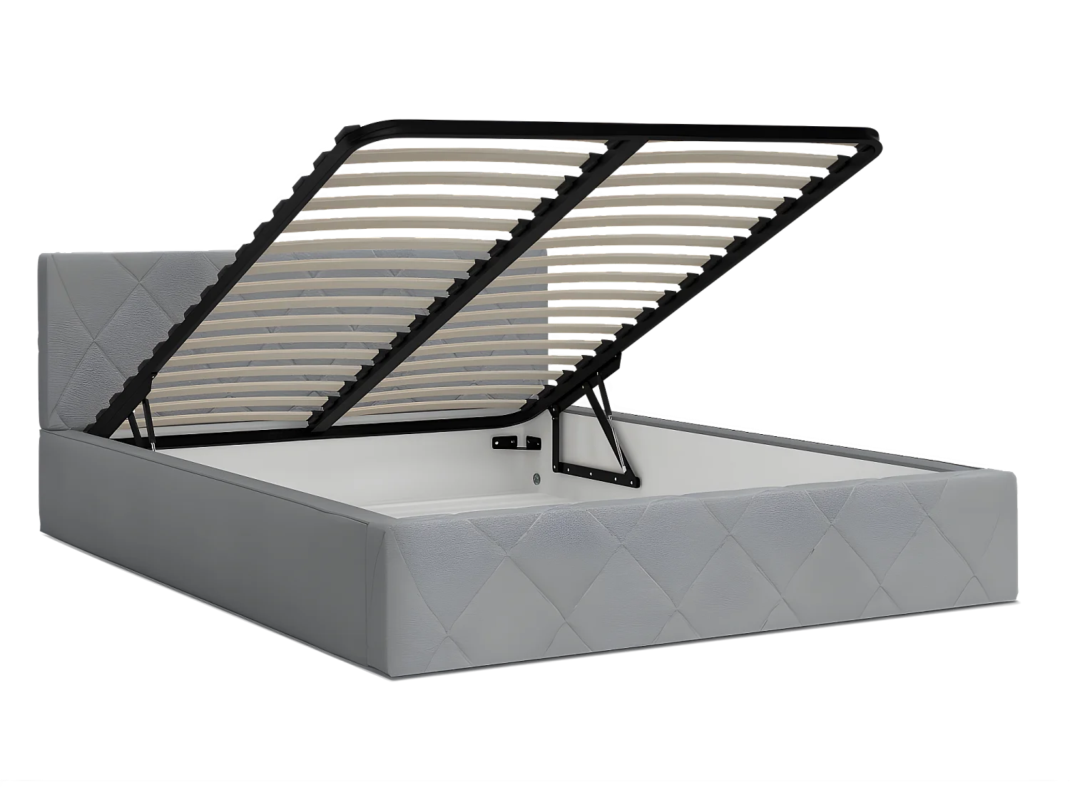 Lit coffre Oslo 140 x 190 cm  avec sommier à lattes relevable Gris Clair