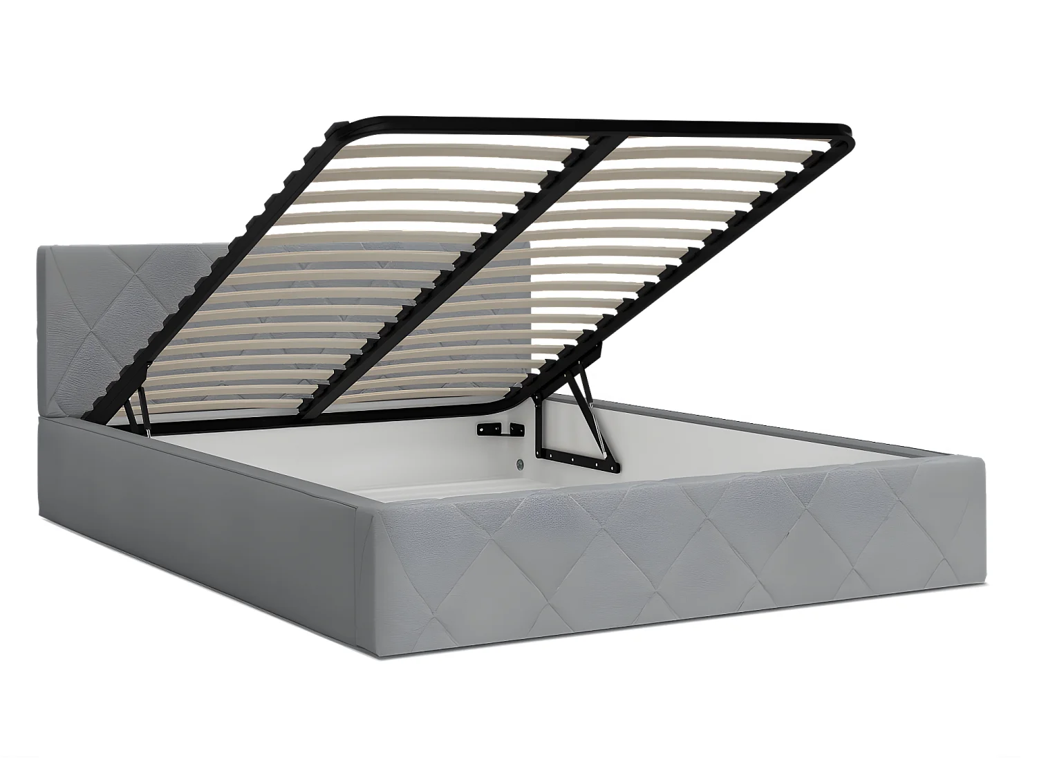 Lit coffre Oslo 160 x 200 cm  avec sommier à lattes relevable Gris Clair