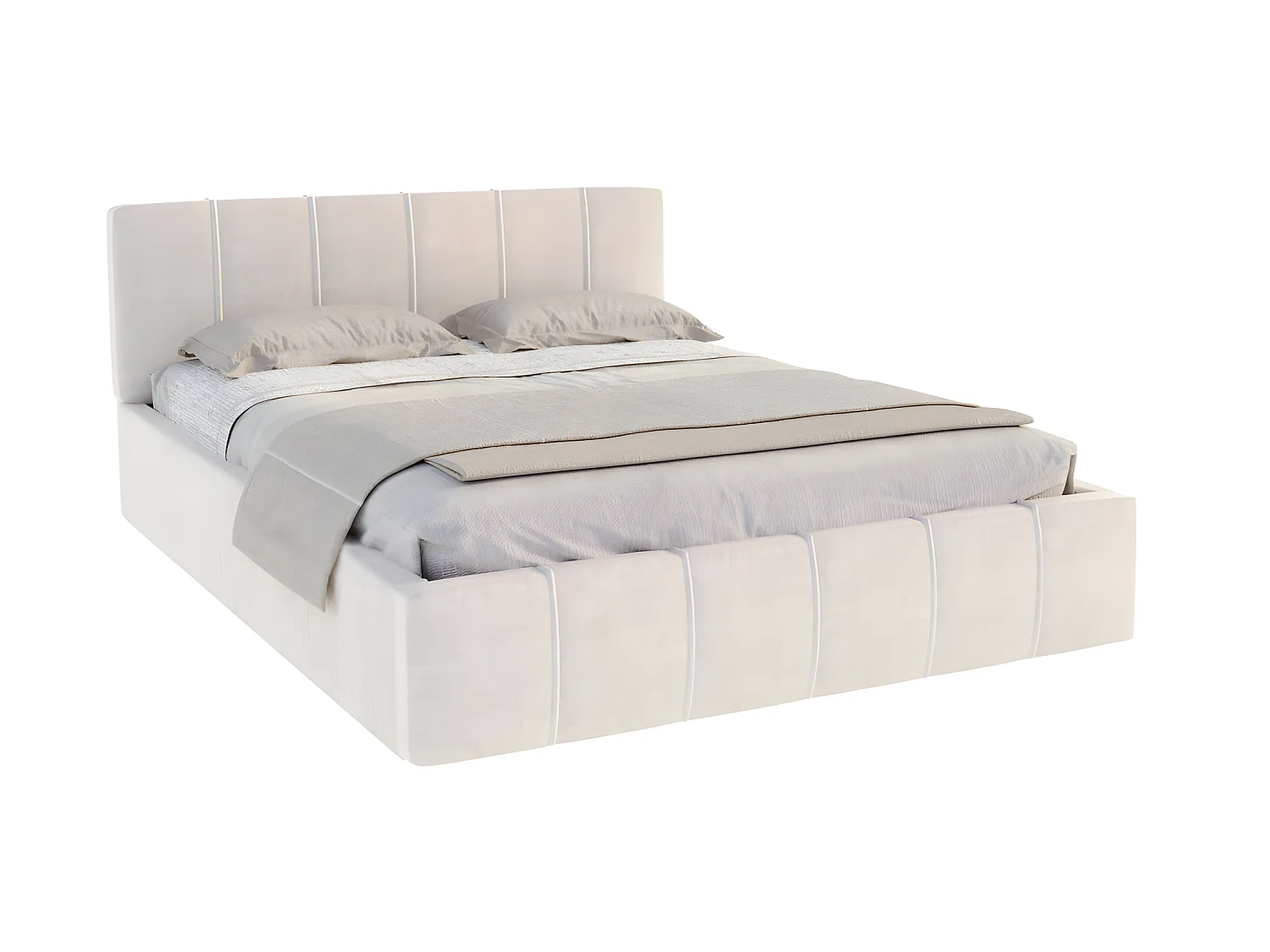 Lit coffre ATLANTA 140 x 190 cm avec sommier à lattes relevable Beige