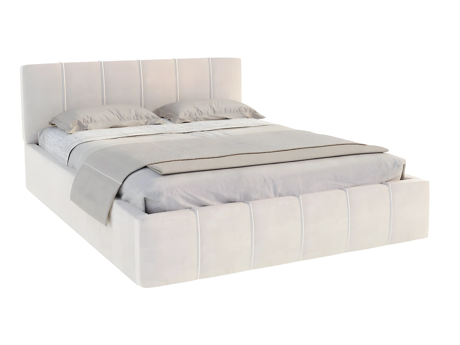 Lit coffre ATLANTA 140 x 190 cm avec sommier à lattes relevable Beige