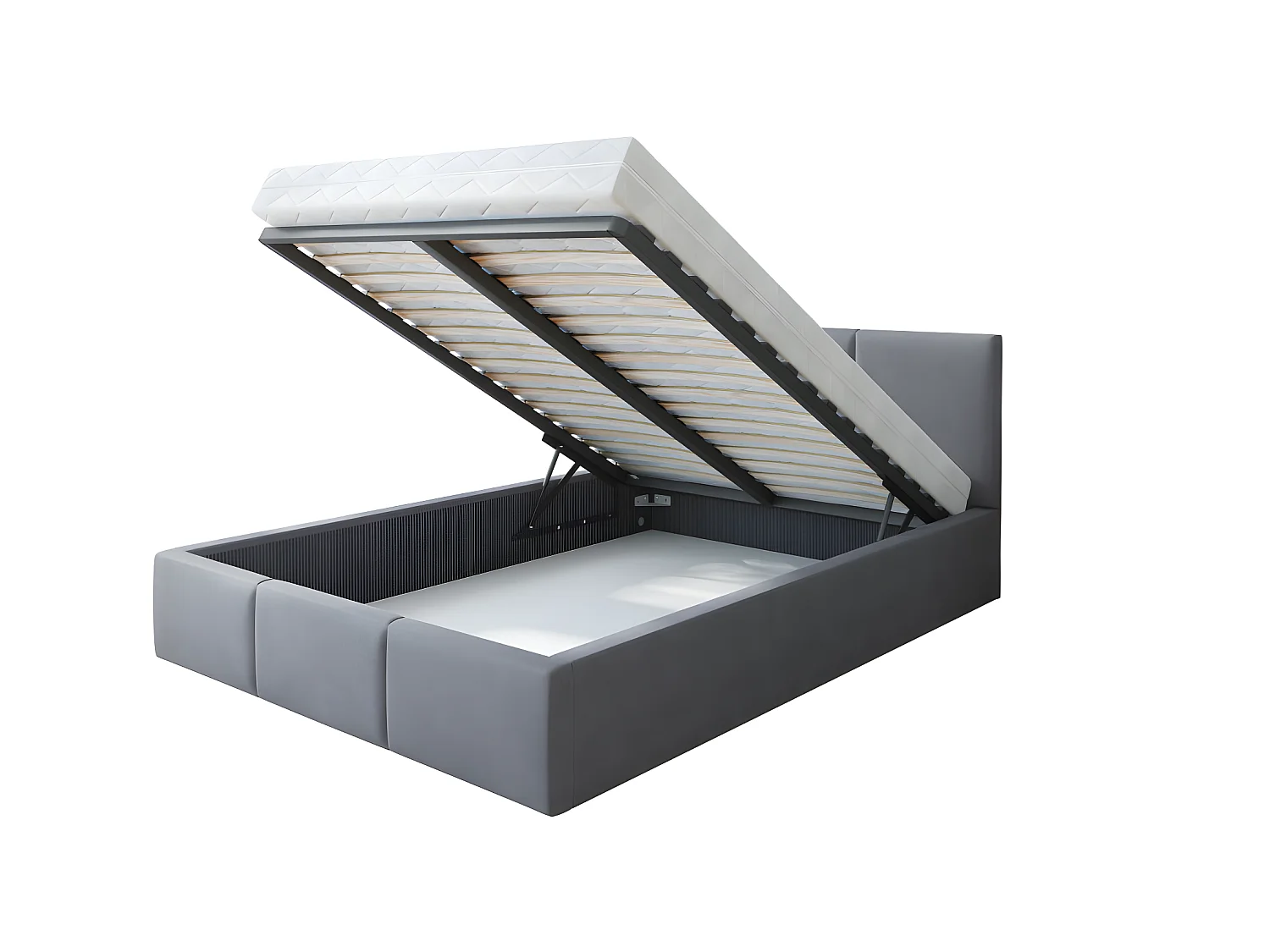 Lit coffre Tulum 140 x 190 cm avec sommier à lattes relevable Gris Foncé