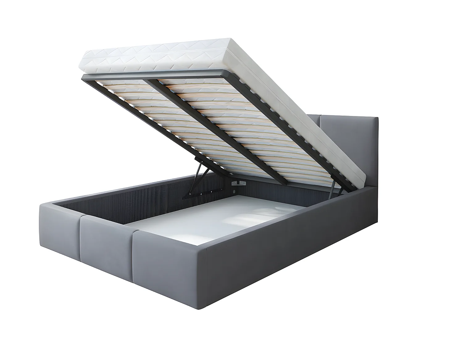 Lit coffre Tulum 140 x 190 cm avec sommier à lattes relevable Gris Foncé