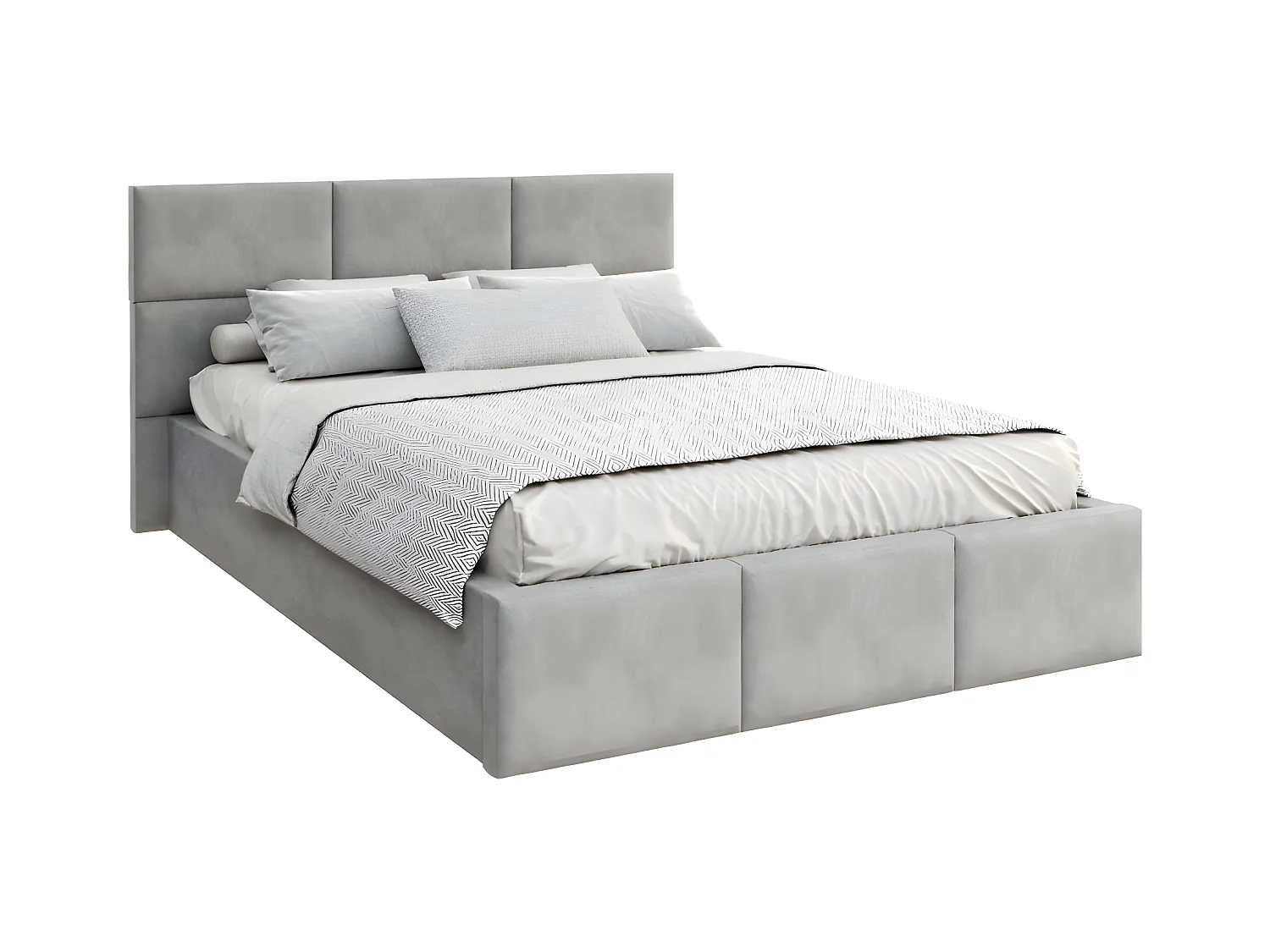 Lit coffre Miami 140 x 190 cm avec sommier à lattes relevable Gris Clair