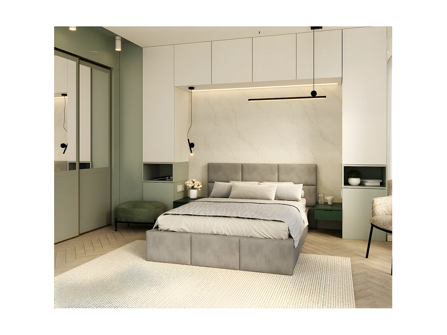 Lit coffre Miami 140 x 190 cm avec sommier à lattes relevable Gris Clair