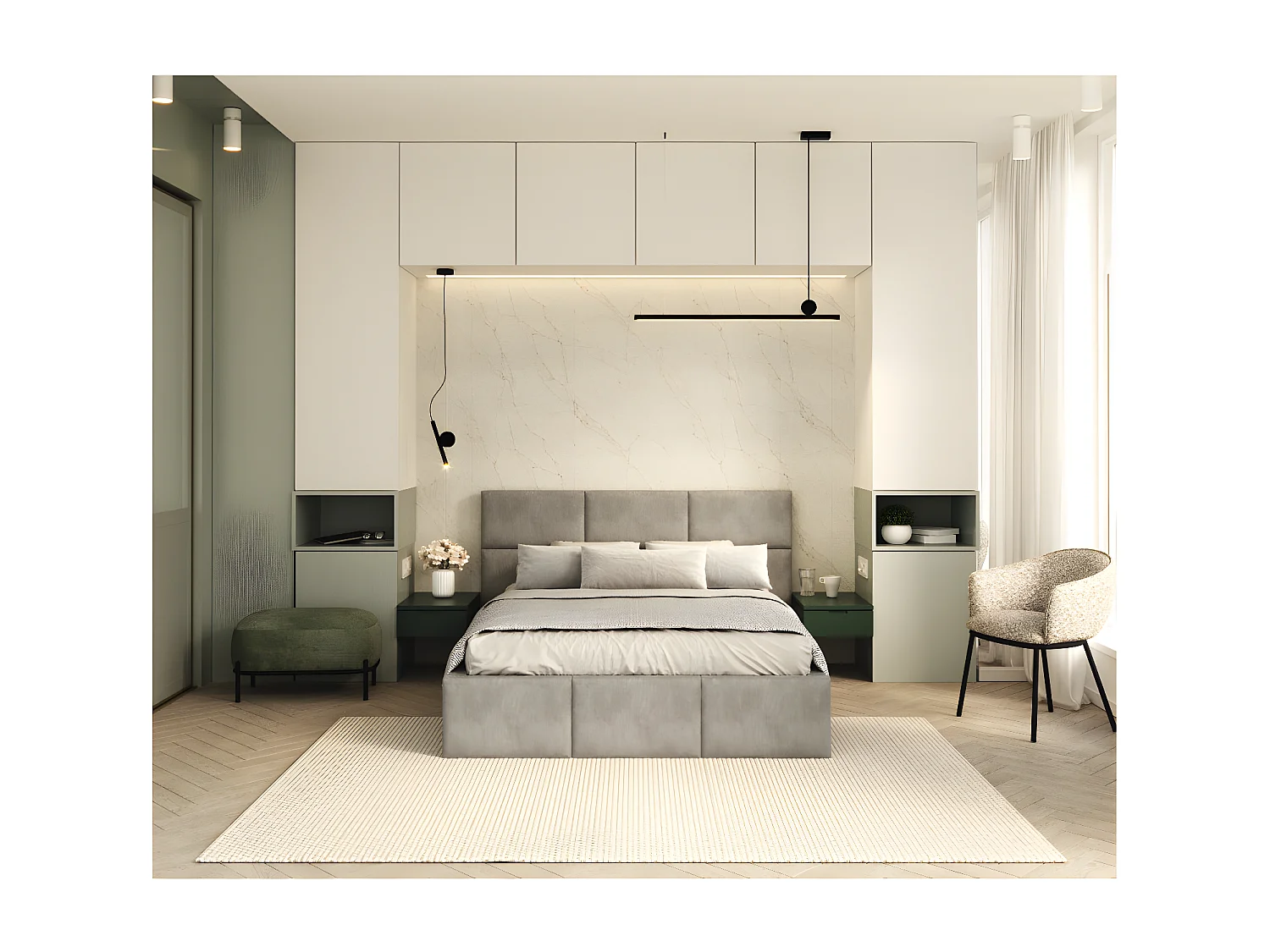 Lit coffre Miami 140 x 190 cm avec sommier à lattes relevable Gris Clair