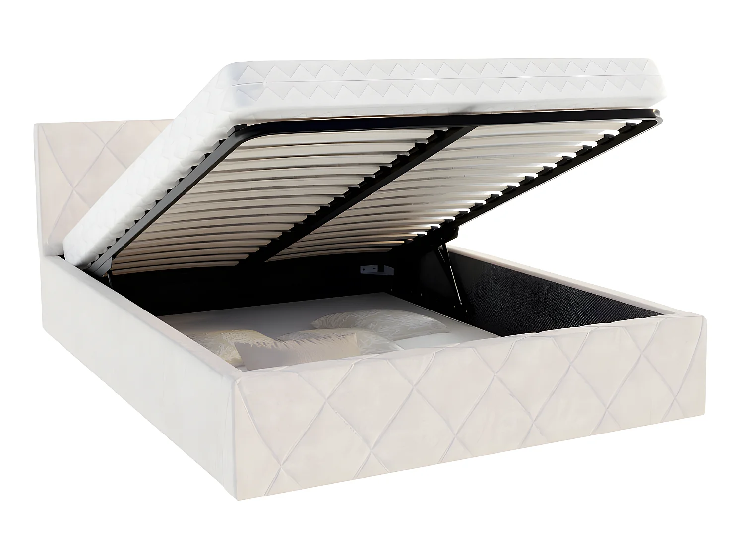 Lit coffre Oslo 140 x 190 cm  avec sommier à lattes relevable Beige