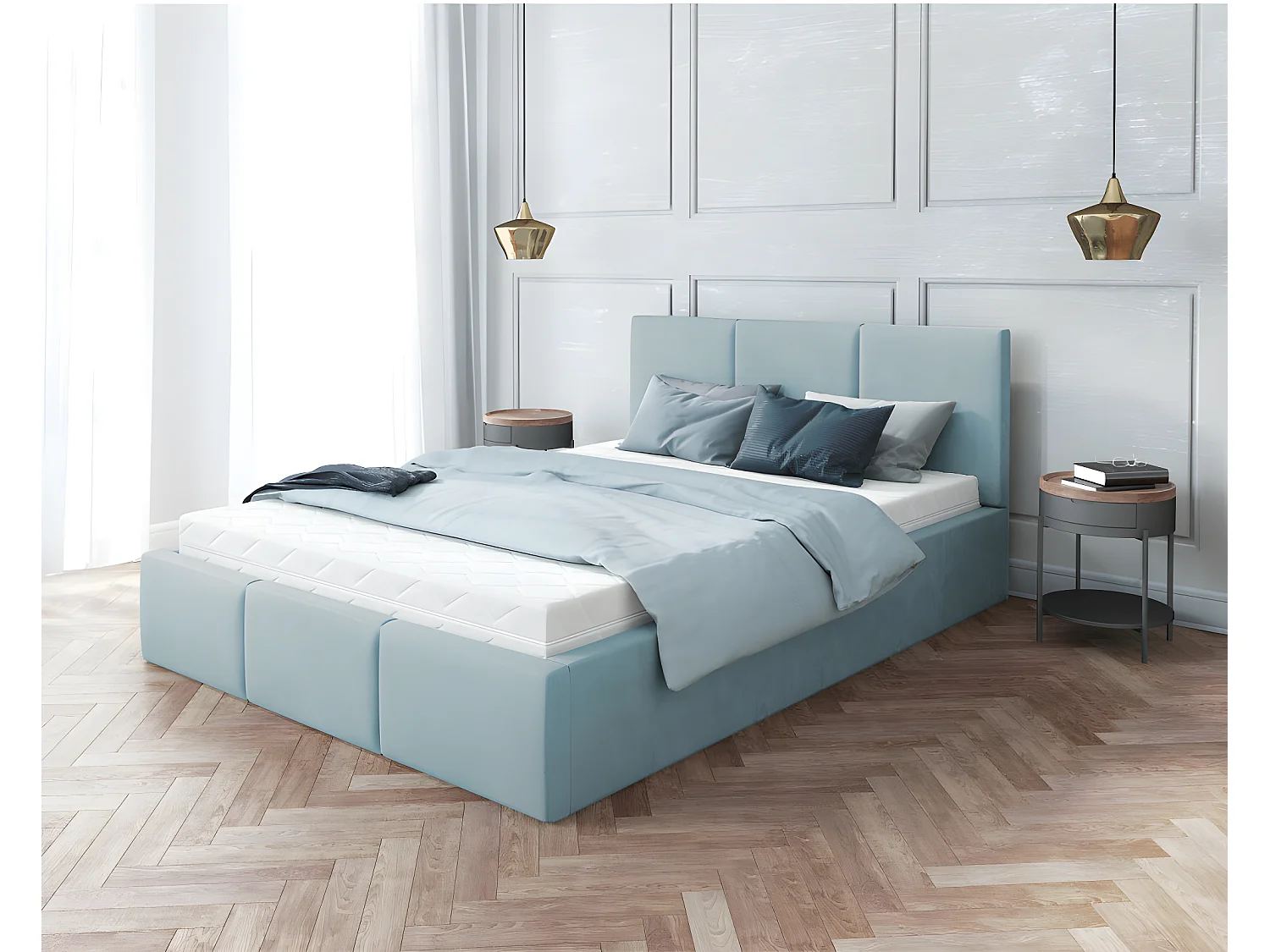 Lit coffre Tulum 140 x 190 cm avec sommier à lattes relevable Mint