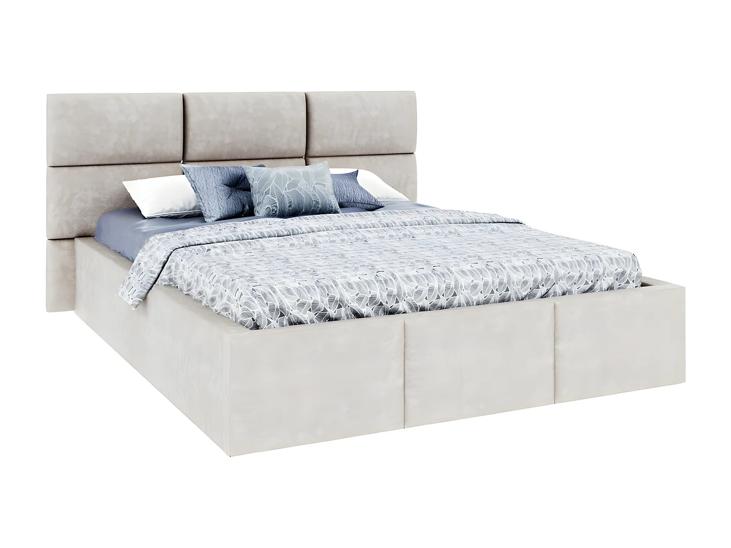 Lit coffre Miami 140 x 190 cm avec sommier à lattes relevable Beige