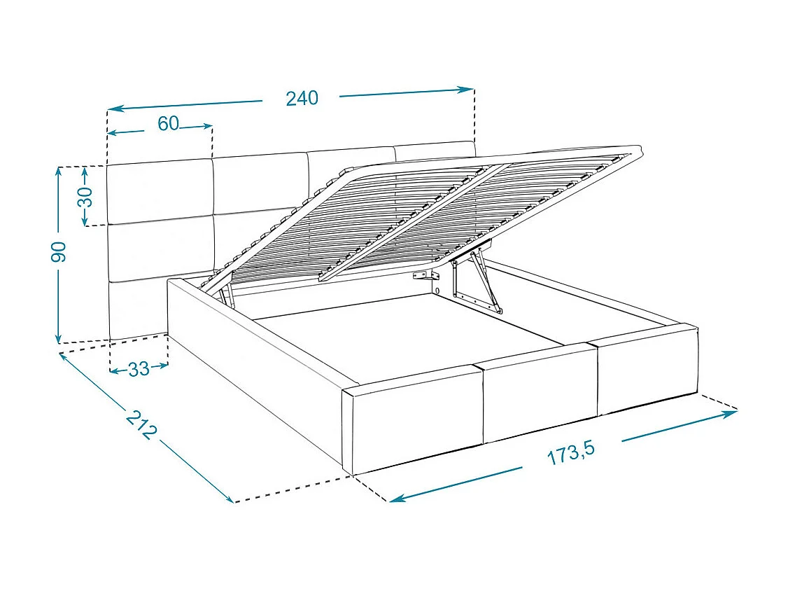 Lit coffre Miami 160 x 200 cm avec sommier à lattes relevable Beige
