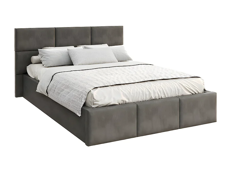 Lit coffre Miami 140 x 190 cm avec sommier à lattes relevable Gris Foncé