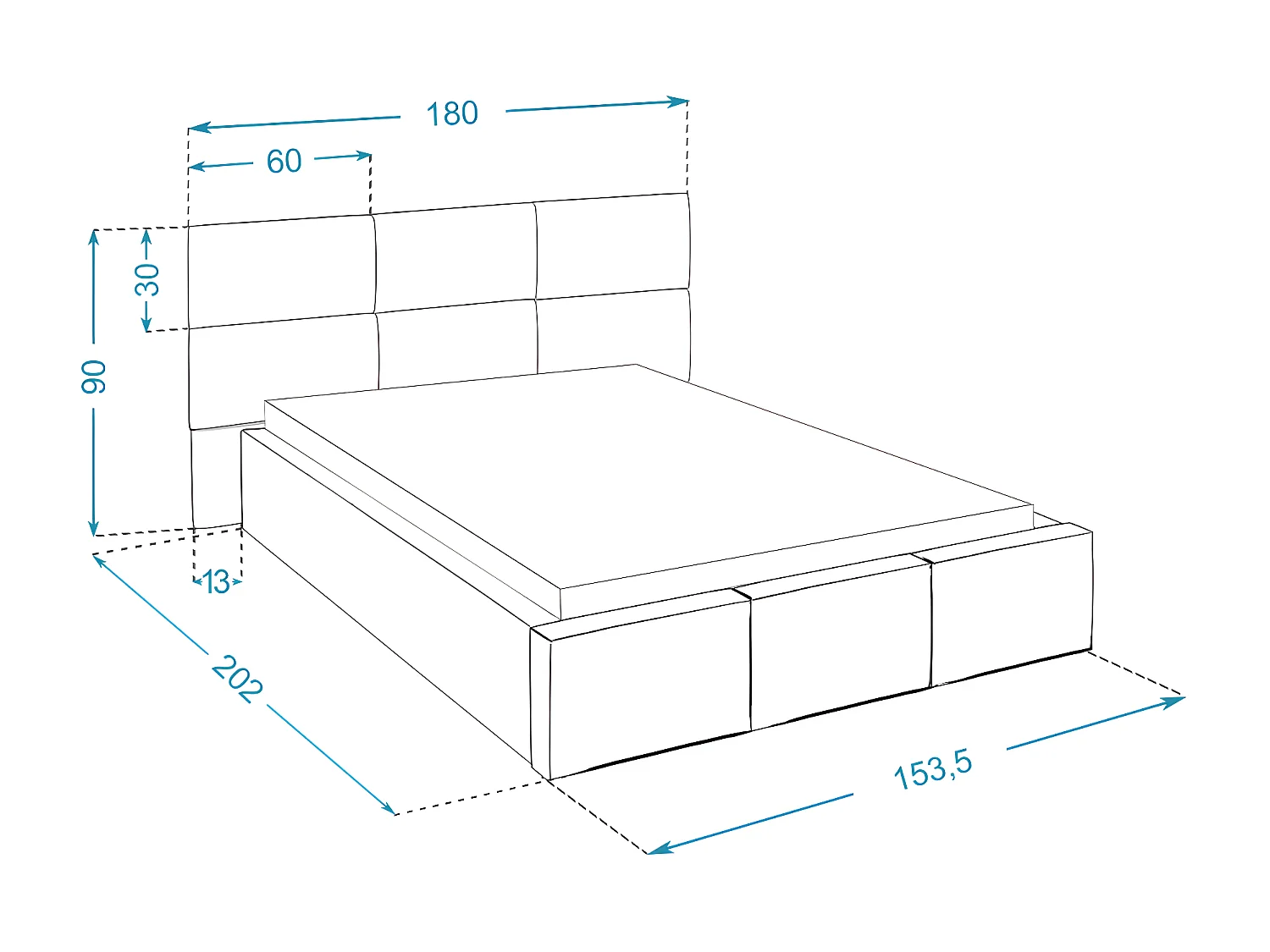 Lit coffre Miami 140 x 190 cm avec sommier à lattes relevable Gris Foncé
