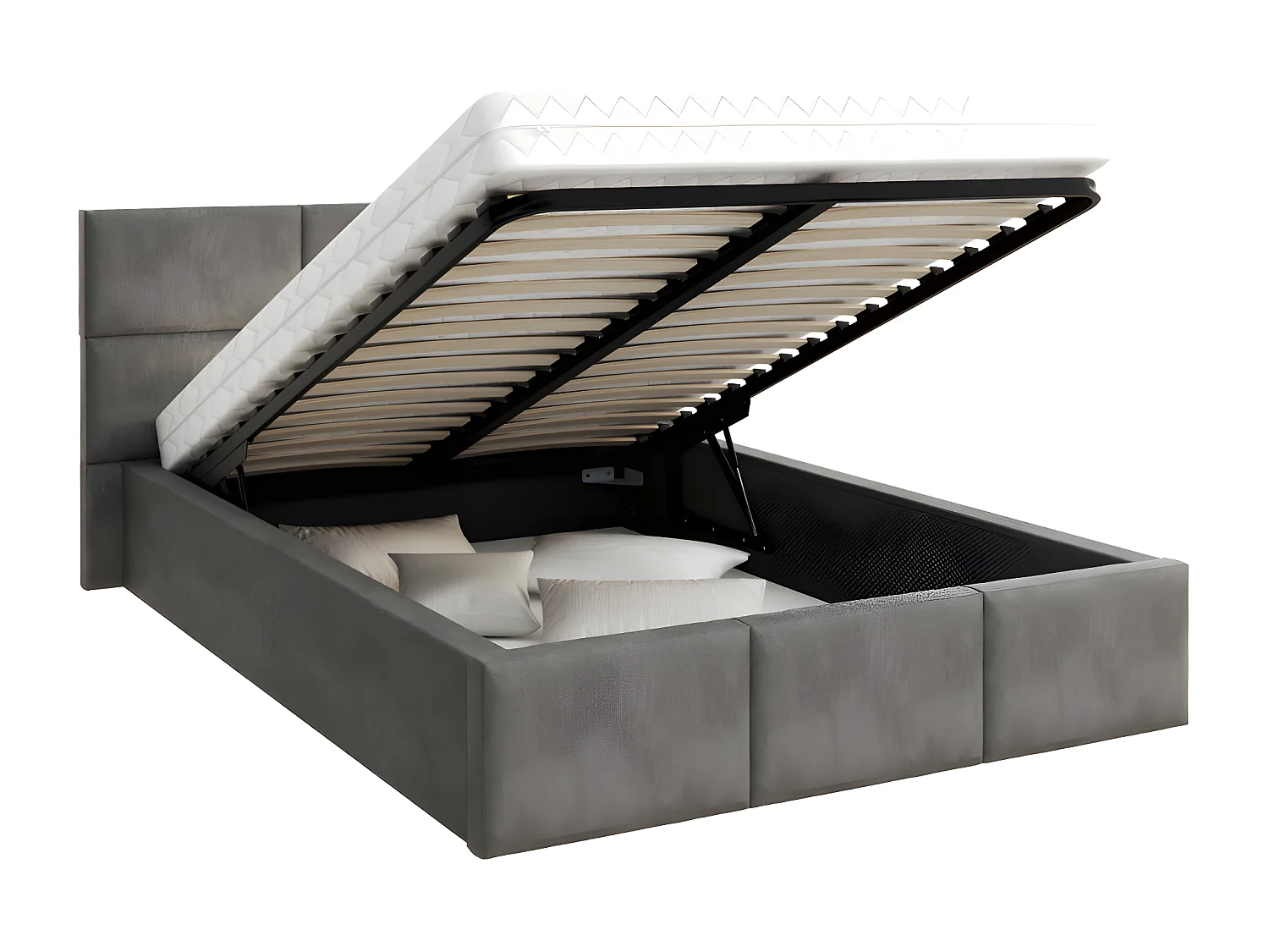 Lit coffre Miami 140 x 190 cm avec sommier à lattes relevable Gris Foncé