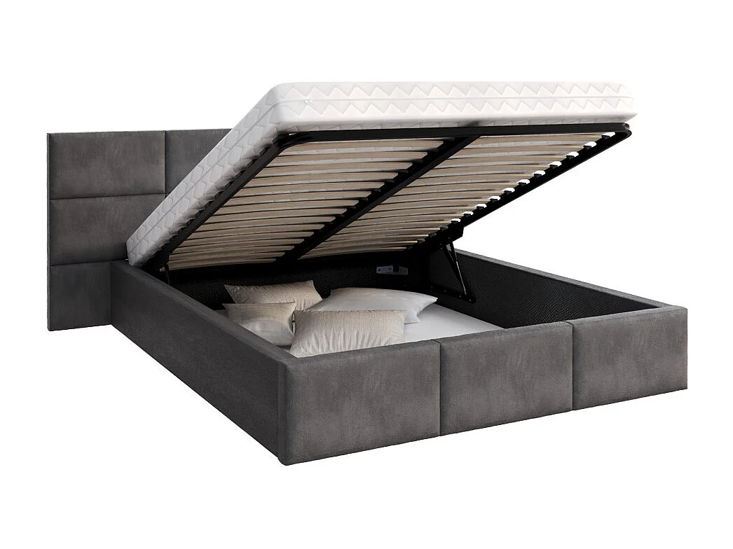 Lit coffre Miami 160 x 200 cm avec sommier à lattes relevable Gris Foncé