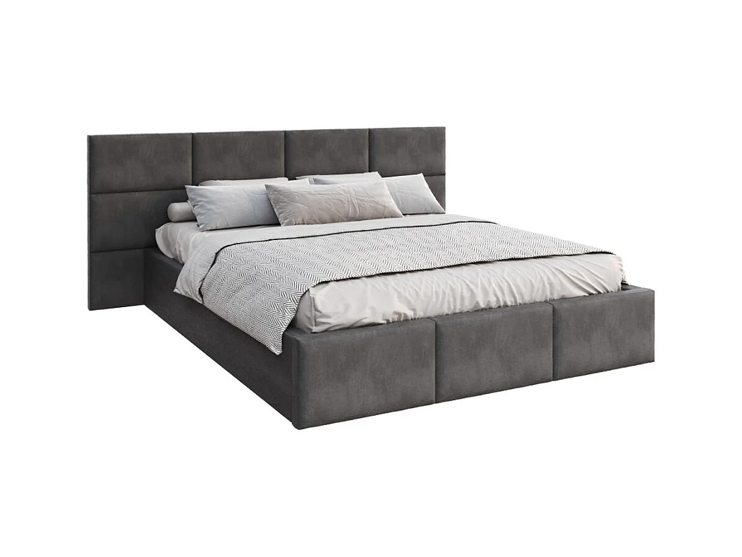 Lit coffre Miami 160 x 200 cm avec sommier à lattes relevable Gris Foncé