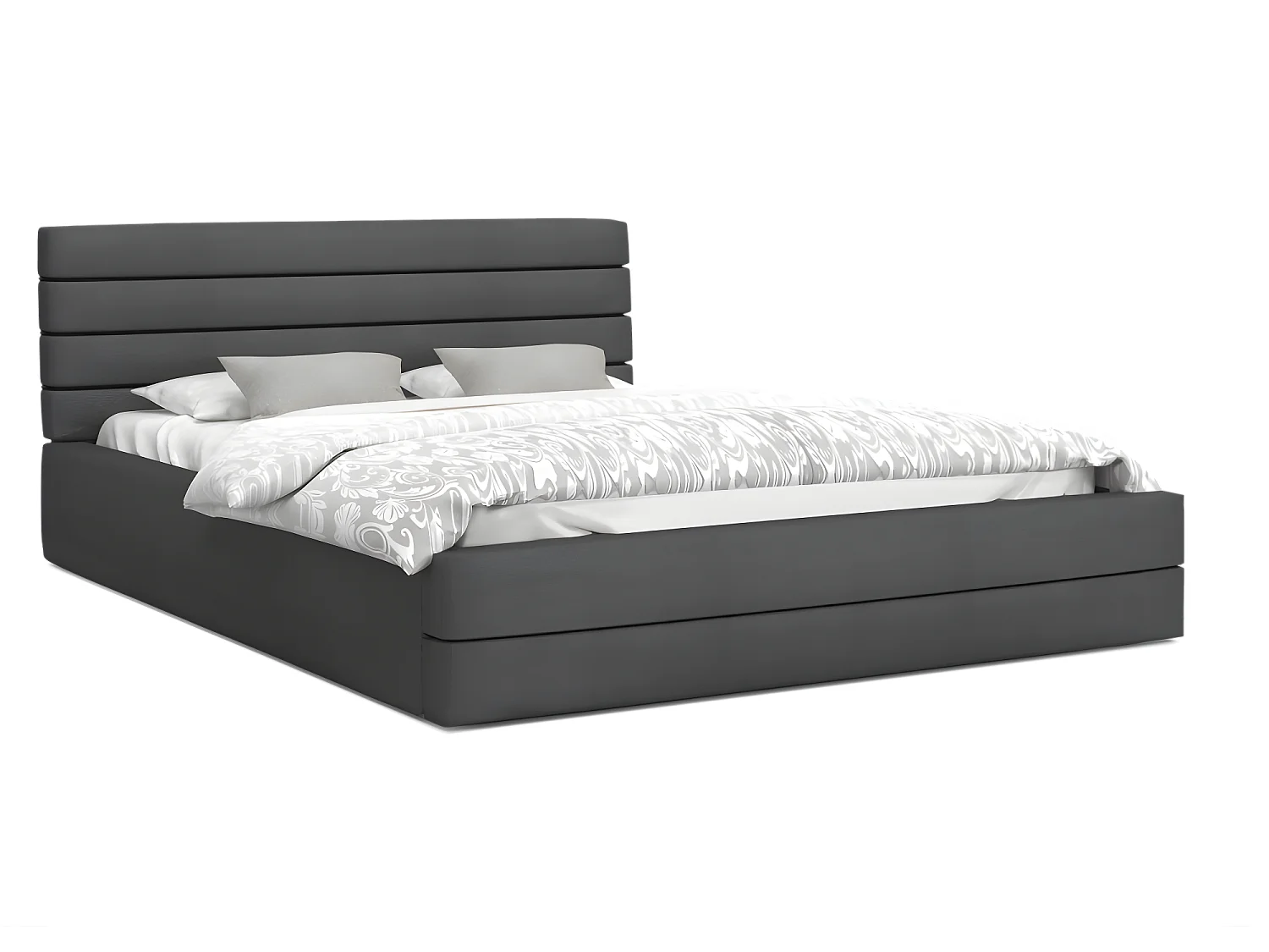 Lit coffre DALLAS 140 x 190 cm avec sommier à lattes relevable Gris Foncé