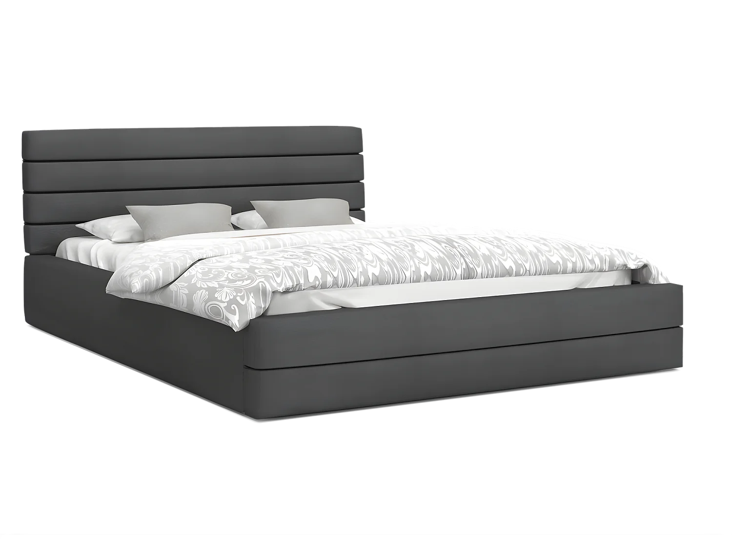 Lit coffre DALLAS 140 x 190 cm avec sommier à lattes relevable Gris Foncé