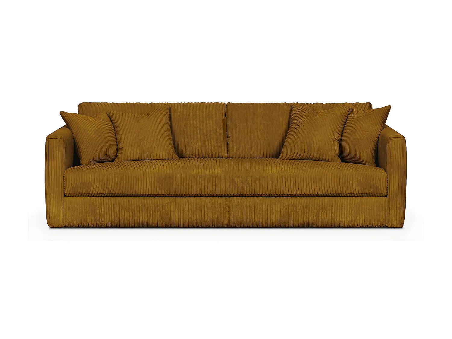 Canapé 4 places en velours côtelé jaune moutarde + 4 coussins - Denver