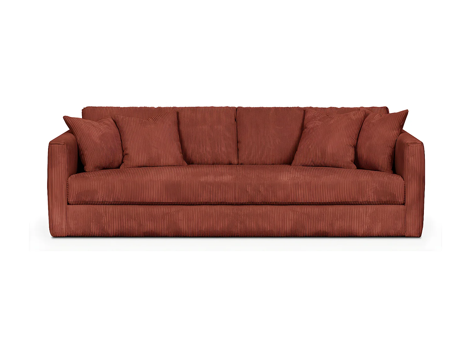 Canapé 4 places en velours côtelé rouille + 4 coussins - Denver