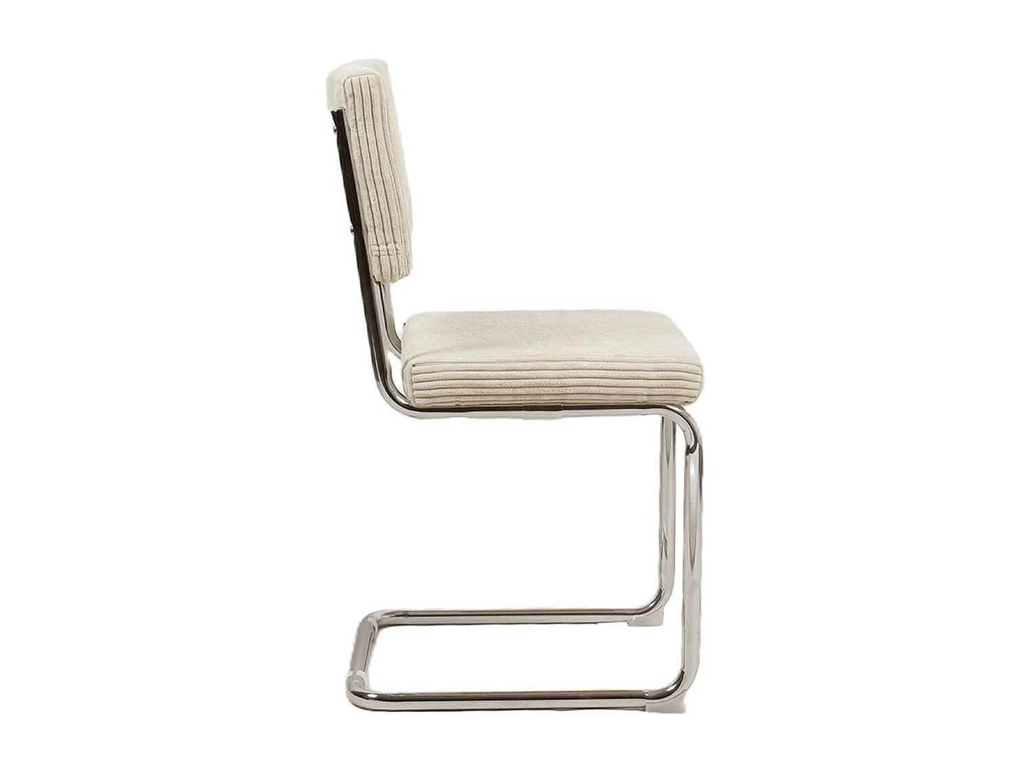 Lot de 2 chaises en velours côtelé beige et métal chromé - Dulce