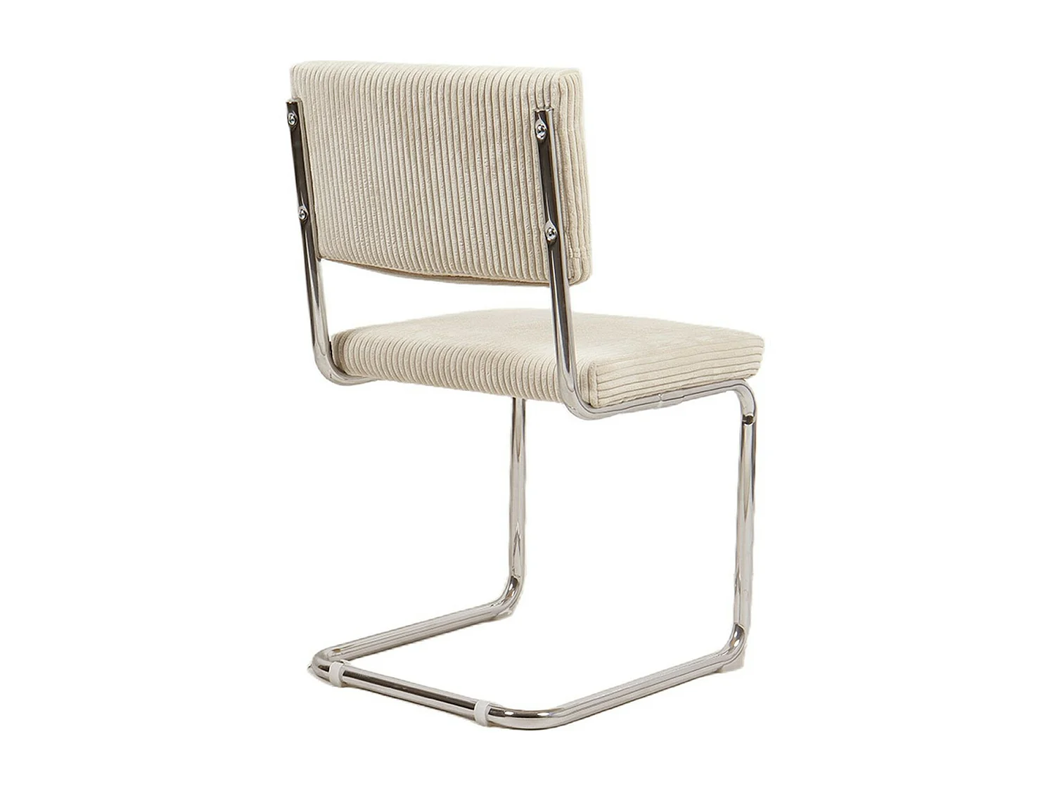 Lot de 2 chaises en velours côtelé beige et métal chromé - Dulce