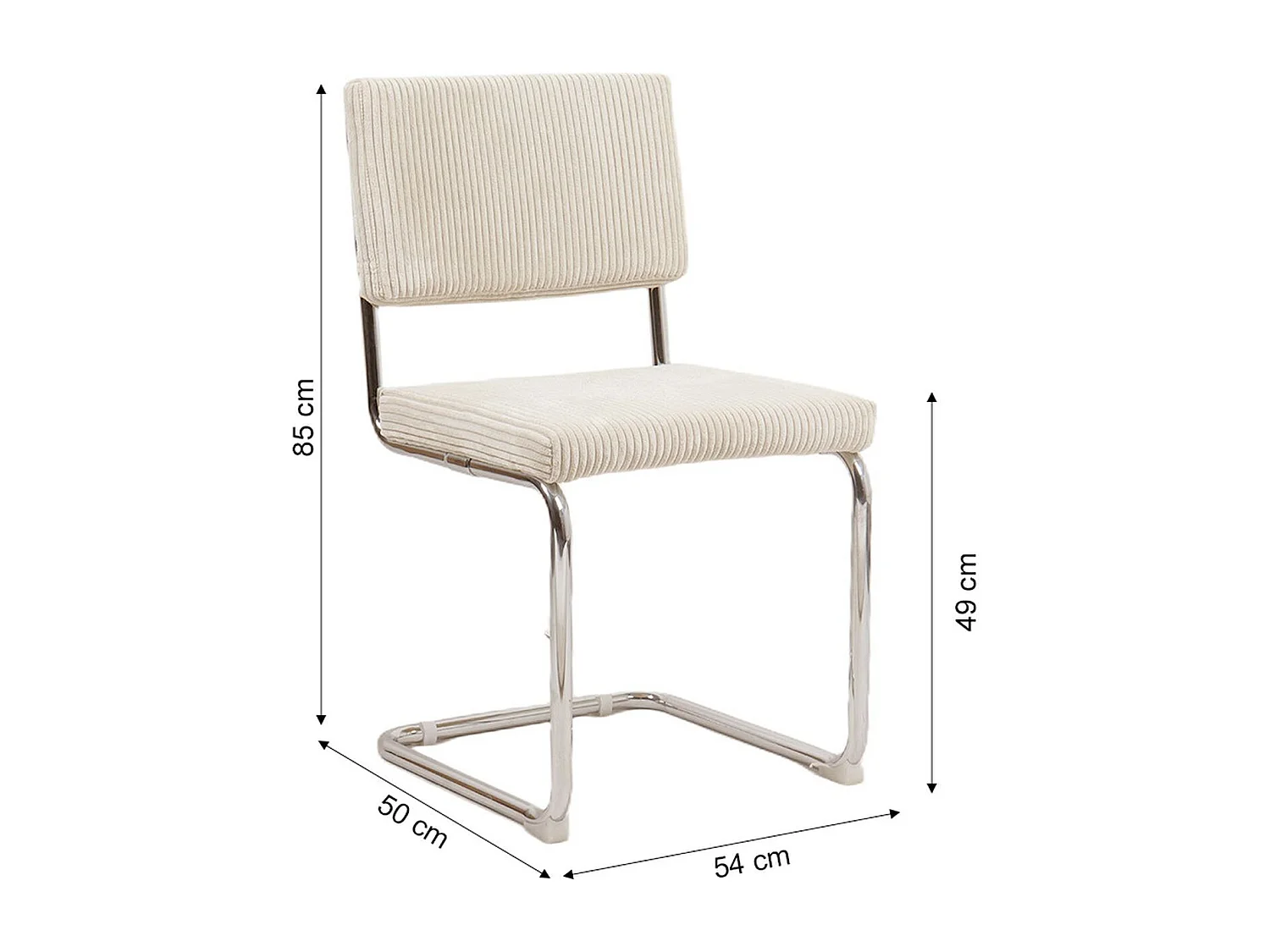 Lot de 2 chaises en velours côtelé beige et métal chromé - Dulce