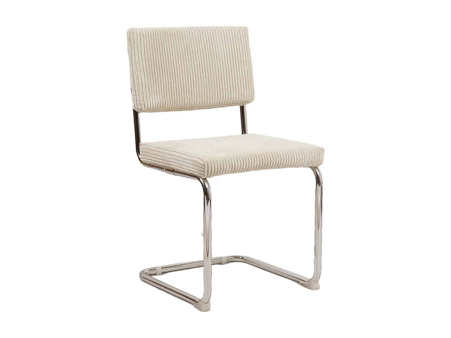 Lot de 2 chaises en velours côtelé beige et métal chromé - Dulce