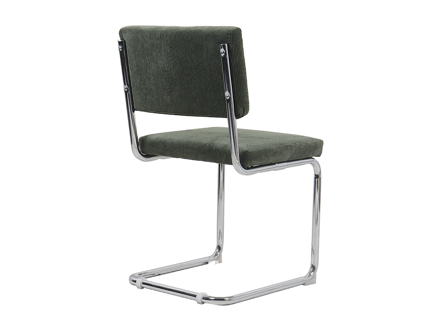 Lot de 2 chaises en velours côtelé vert et métal chromé - Dulce